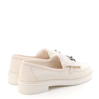 Chanel Lambskin Quilted CC Turnlock Loafers 38.5 White 4 of 11