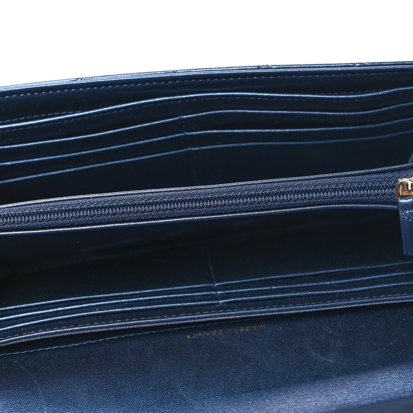 Metallic Lambskin Quilted Large Boy Gusset Flap Wallet Blue