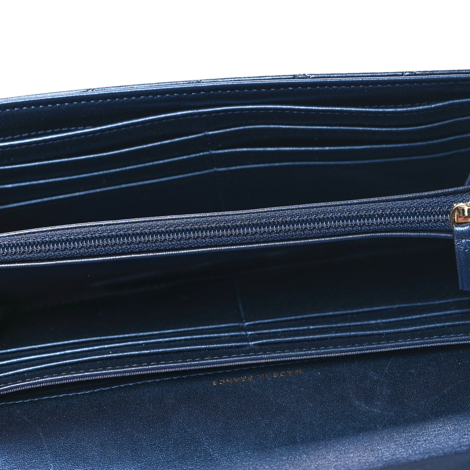 Chanel Metallic Lambskin Quilted Large Boy Gusset Flap Wallet Blue 5 of 9