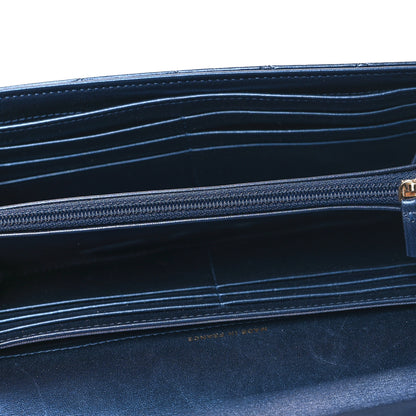 Chanel Metallic Lambskin Quilted Large Boy Gusset Flap Wallet Blue 5 of 9