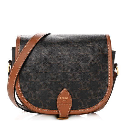 Celine Triomphe Canvas Medium Folco Bag Tan 1 of 12