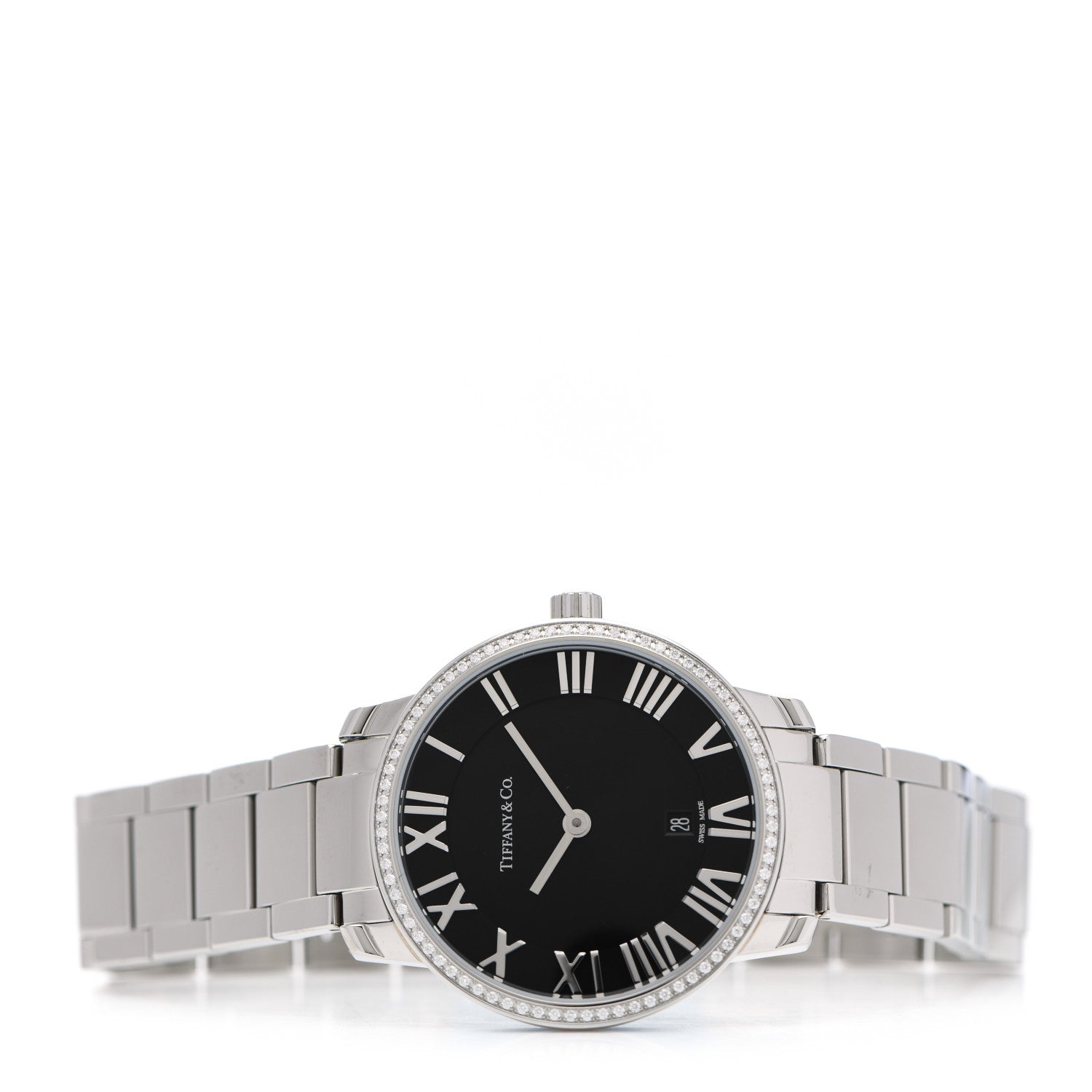 Tiffany Stainless Steel Diamond Bezel 31mm Atlas 2-Hand Quartz Watch Black 2 of 6