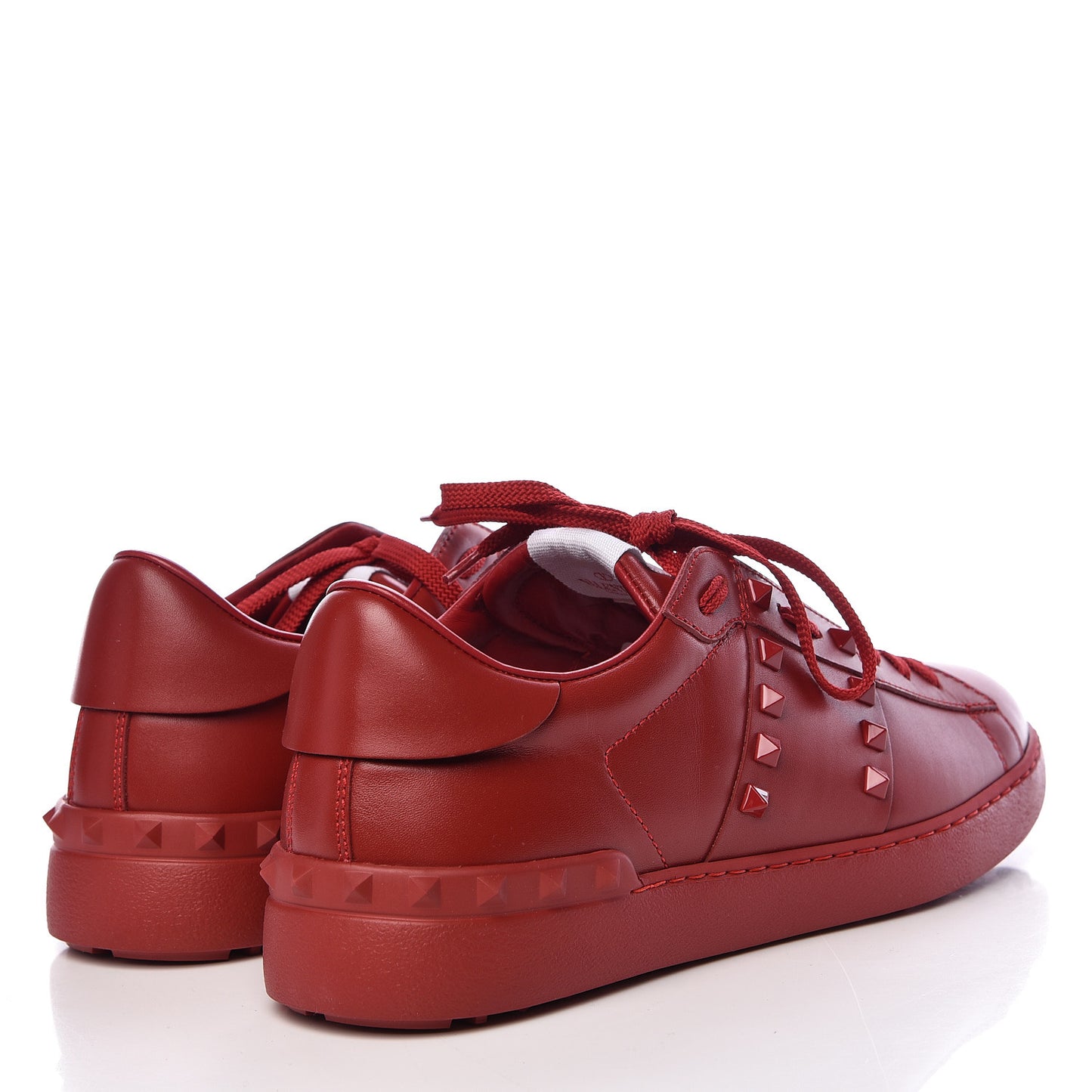 Calfskin Mens Rockstud Untitled Open Sneakers 42 Red
