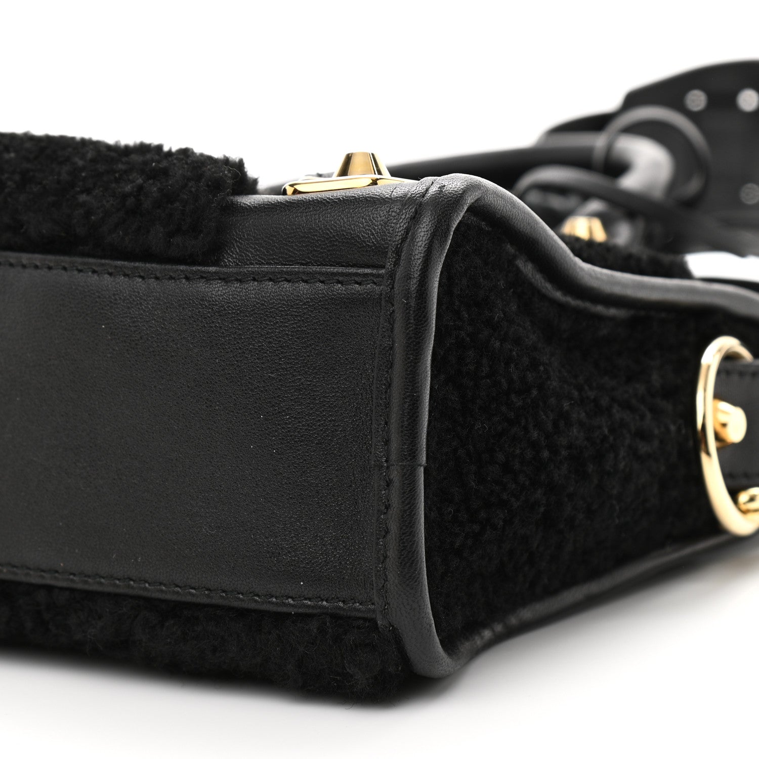 Balenciaga Shearling Gold Metallic Edge Hardware Mini City Black 11 of 11