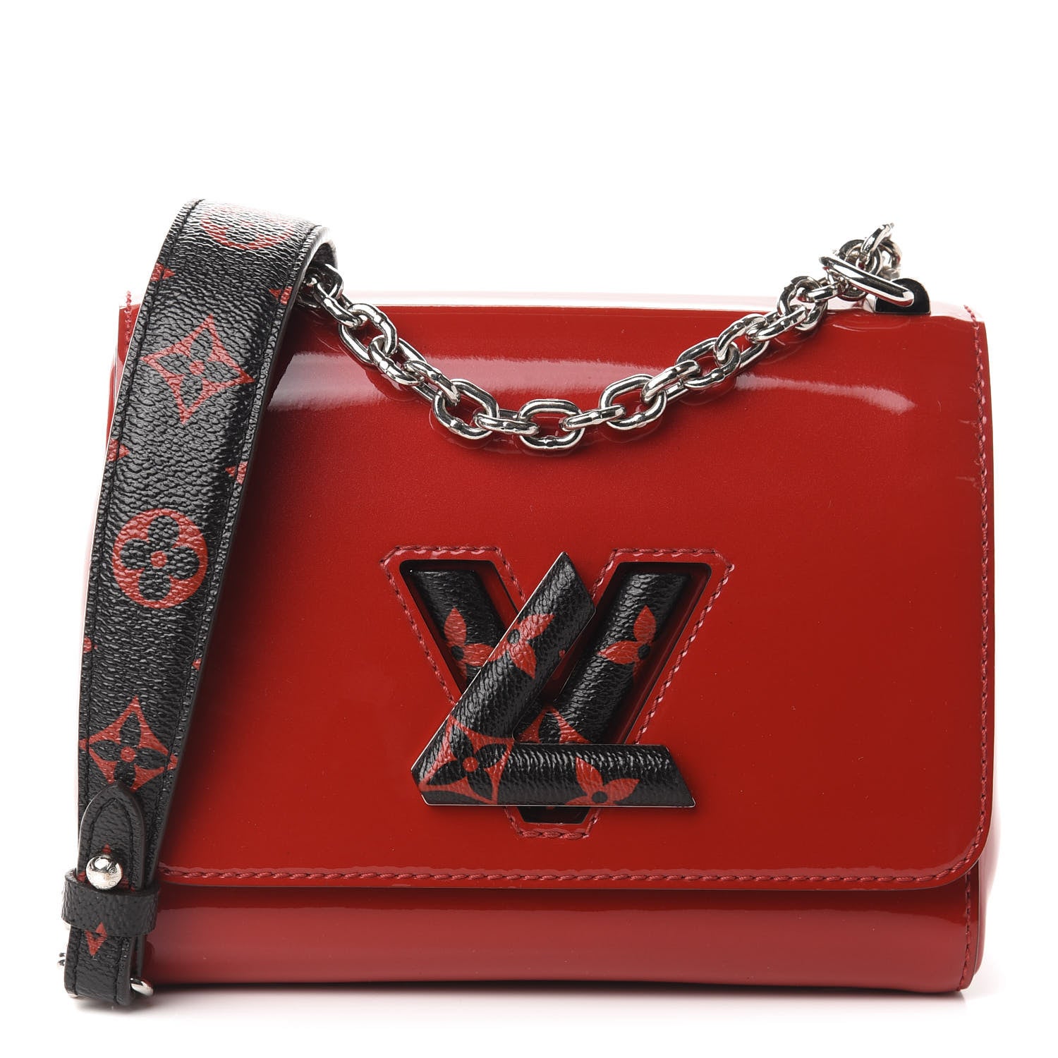 Louis Vuitton Patent Monogram Infrarouge Twist Shoulder Bag PM Coquelicot 1 of 9