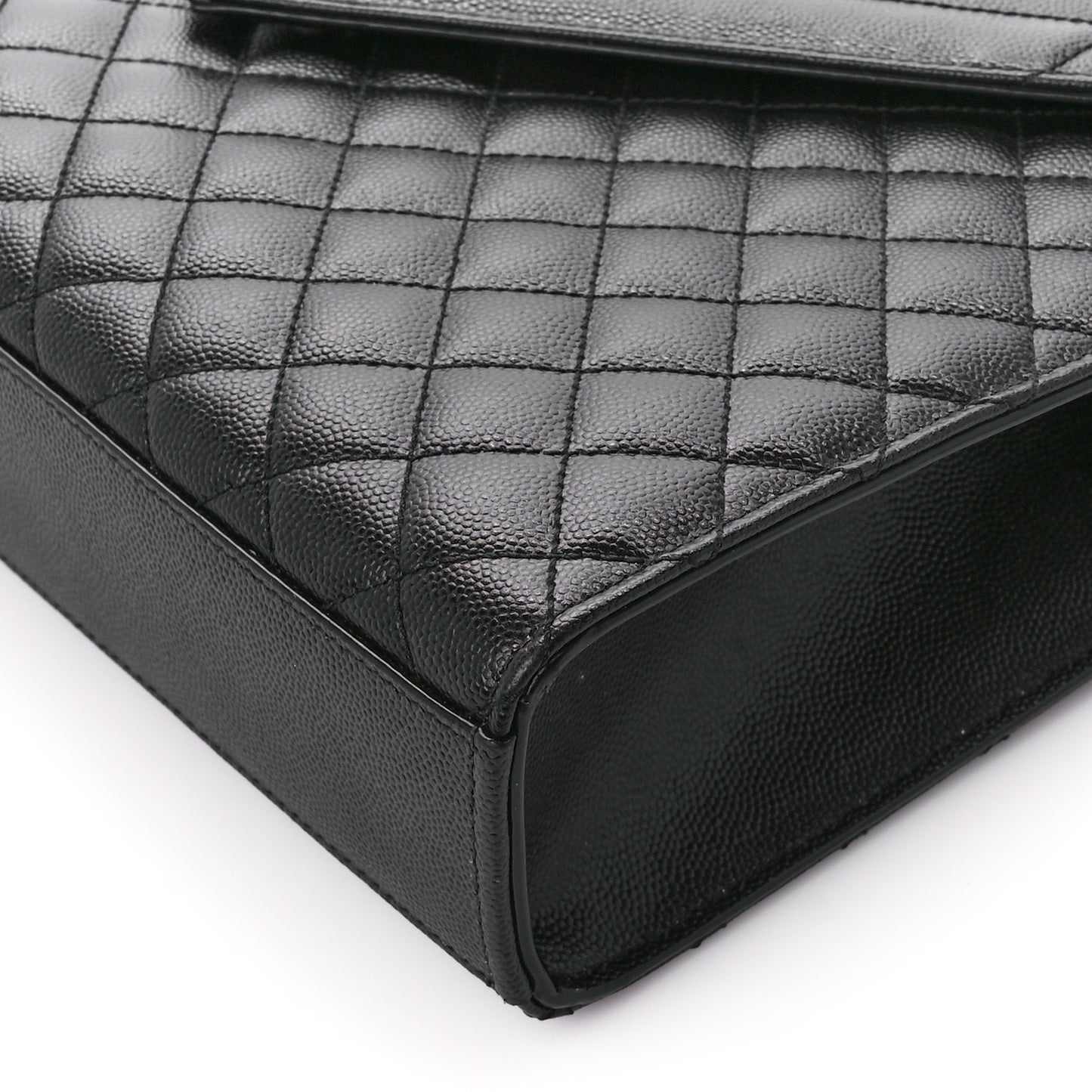 Grain De Poudre Textured Mixed Matelasse Large Triquilt Monogram Monochrome Satchel Black