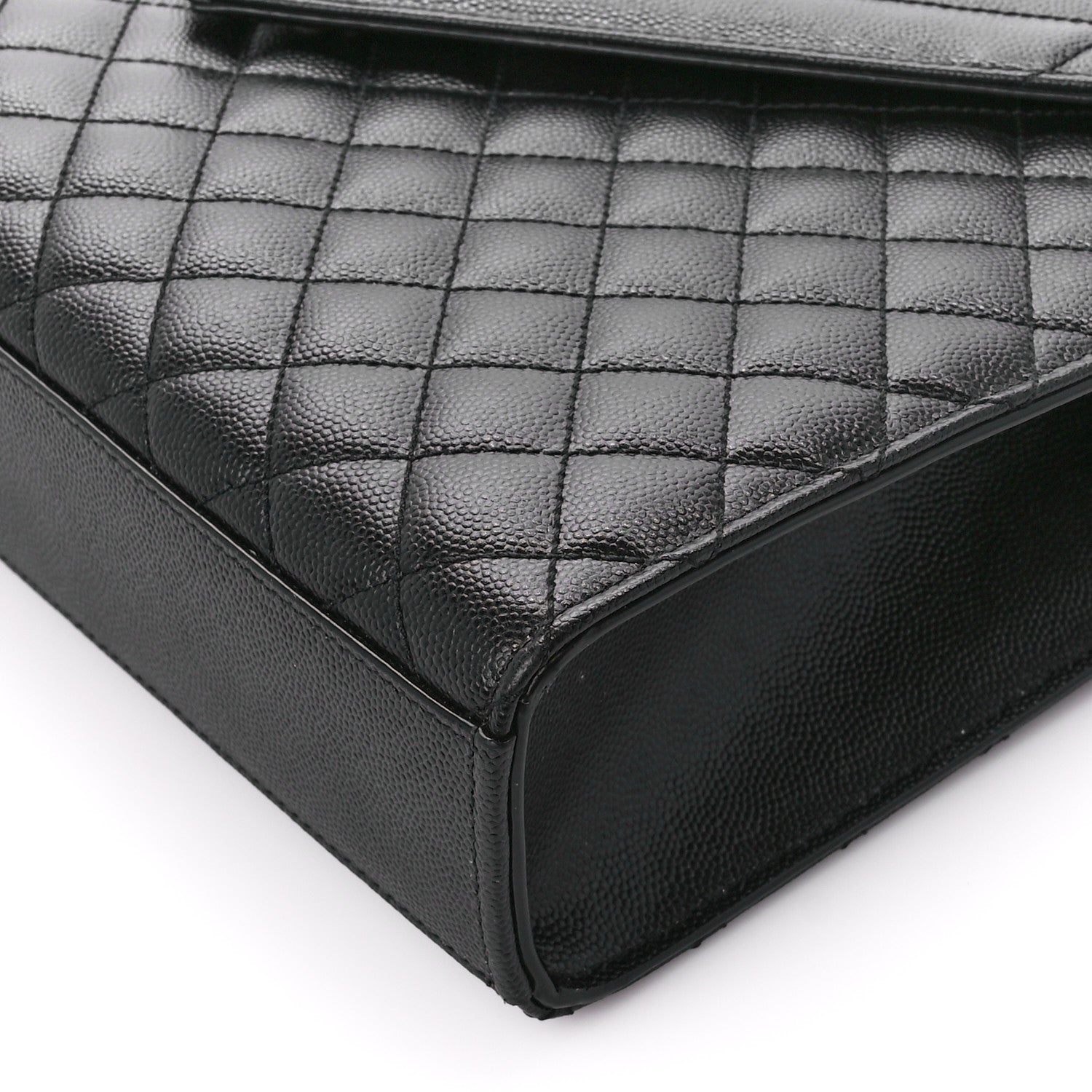 Saint Laurent Grain De Poudre Textured Mixed Matelasse Large Triquilt Monogram Monochrome Satchel Black 11 of 12