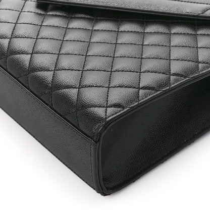 Saint Laurent Grain De Poudre Textured Mixed Matelasse Large Triquilt Monogram Monochrome Satchel Black 11 of 12