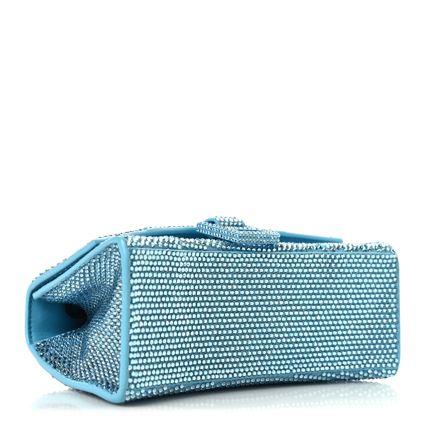 Strass Suede Hourglass Top Handle Bag XS Light Blue