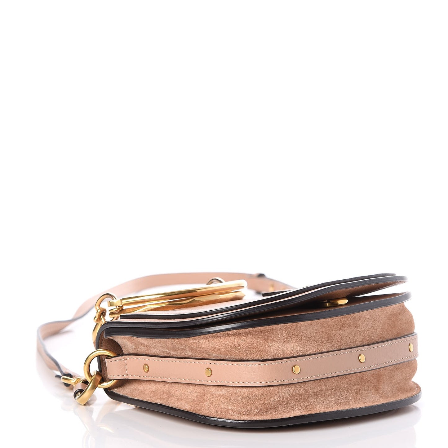 Calfskin Suede Small Nile Bracelet Bag Biscotti Beige