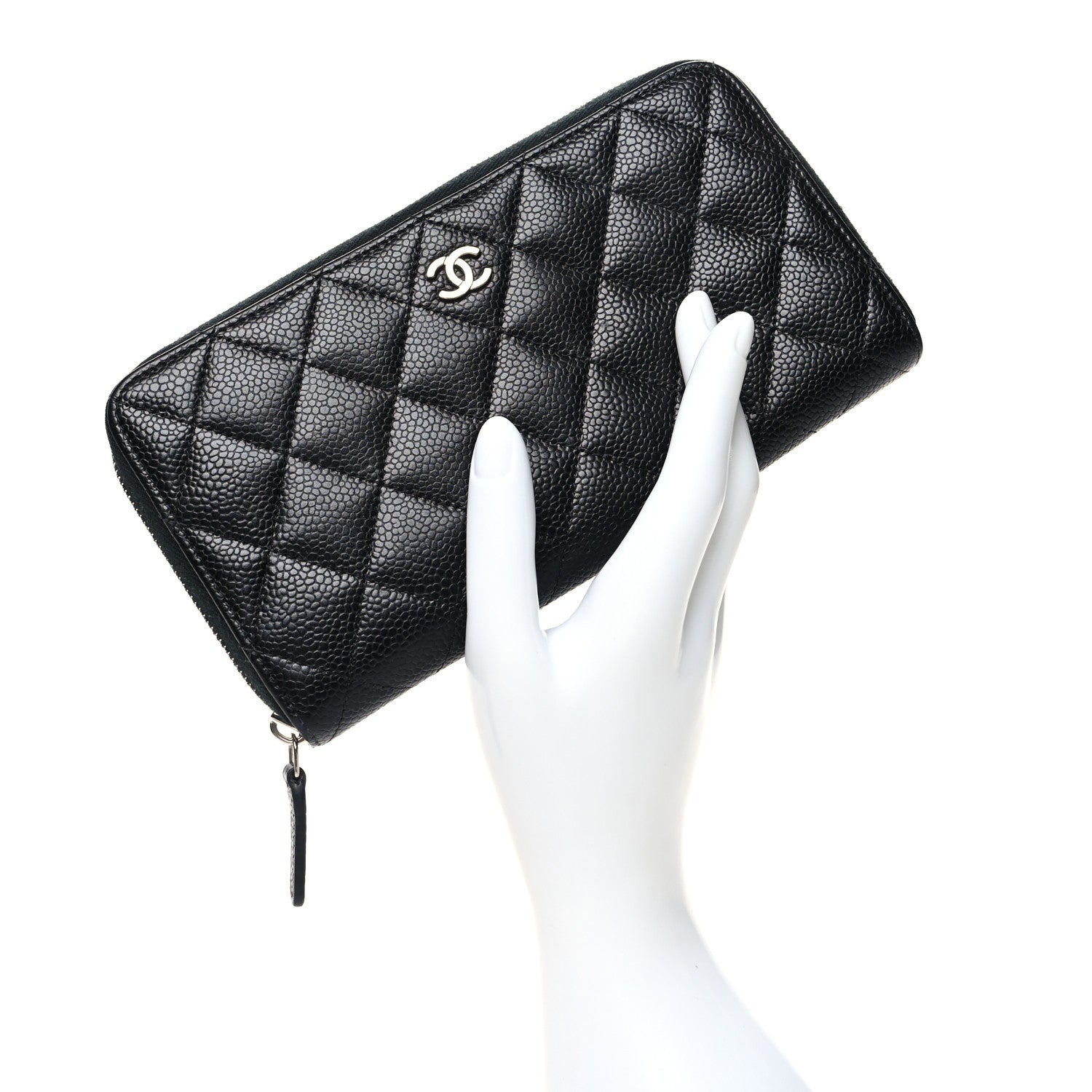 Chanel Caviar Quilted Large Gusset Zip Around Wallet Black 2 of 14