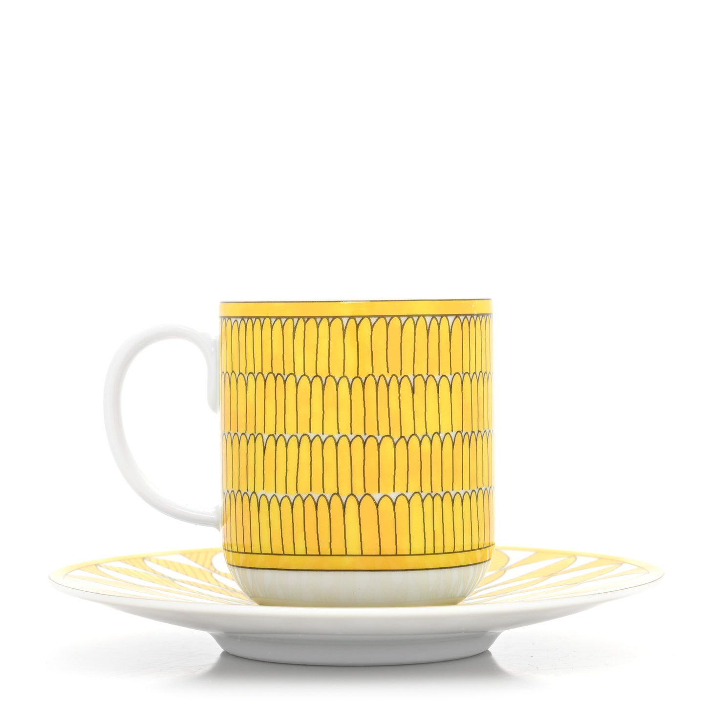 Porcelain Soleil d'Hermes Coffee Cup and Saucer