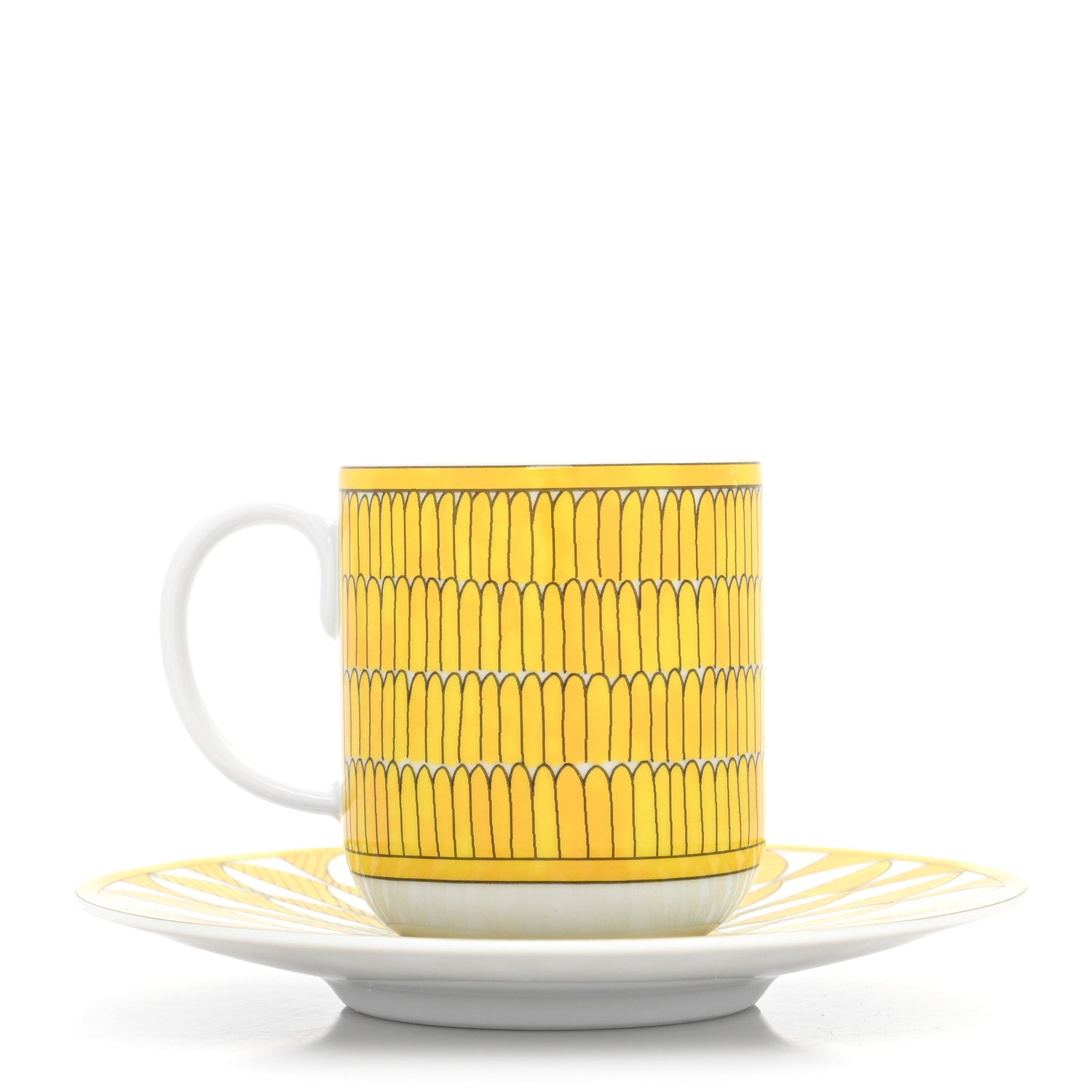 Hermes Porcelain Soleil d'Hermes Coffee Cup and Saucer 1 of 9