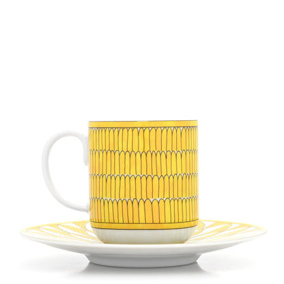 Hermes Porcelain Soleil d'Hermes Coffee Cup and Saucer 1 of 9