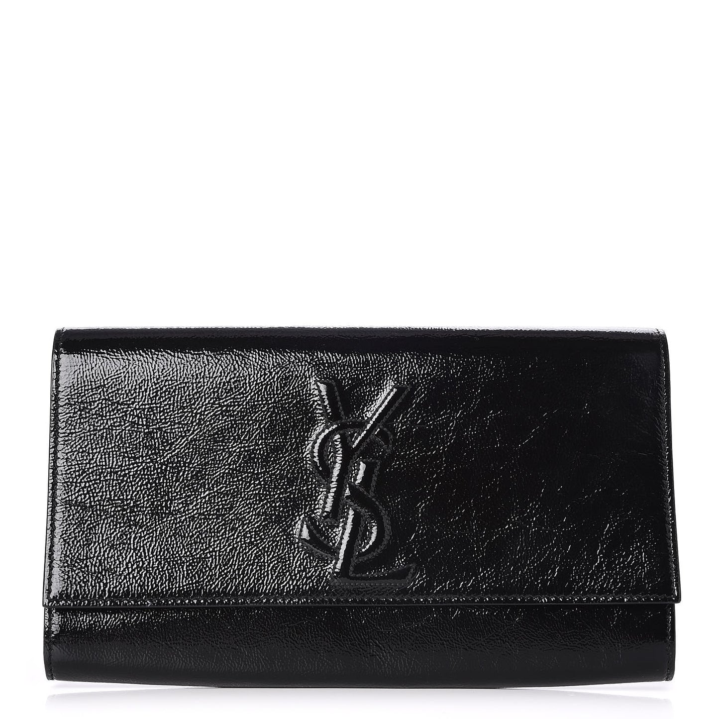 Textured Patent Monogram Large Belle De Jour Clutch Black