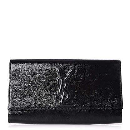 Saint Laurent Textured Patent Monogram Large Belle De Jour Clutch Black 1 of 7