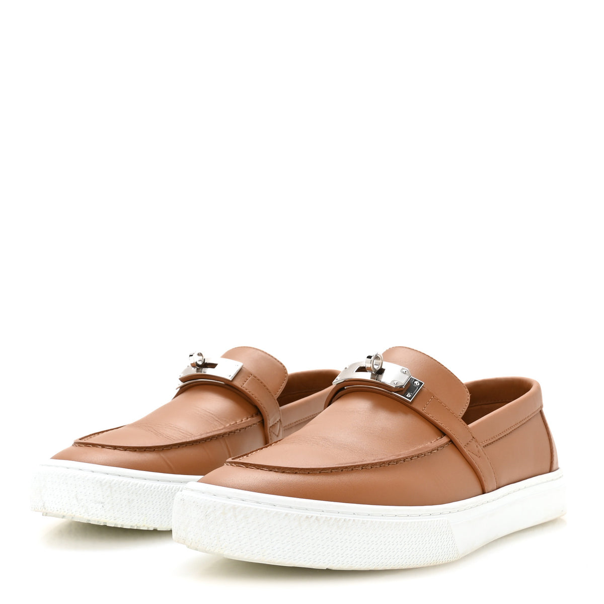 Hermes Epsom Calfskin Mens Game Slip On Fringe Sneakers 42.5 Naturel 4 of 9