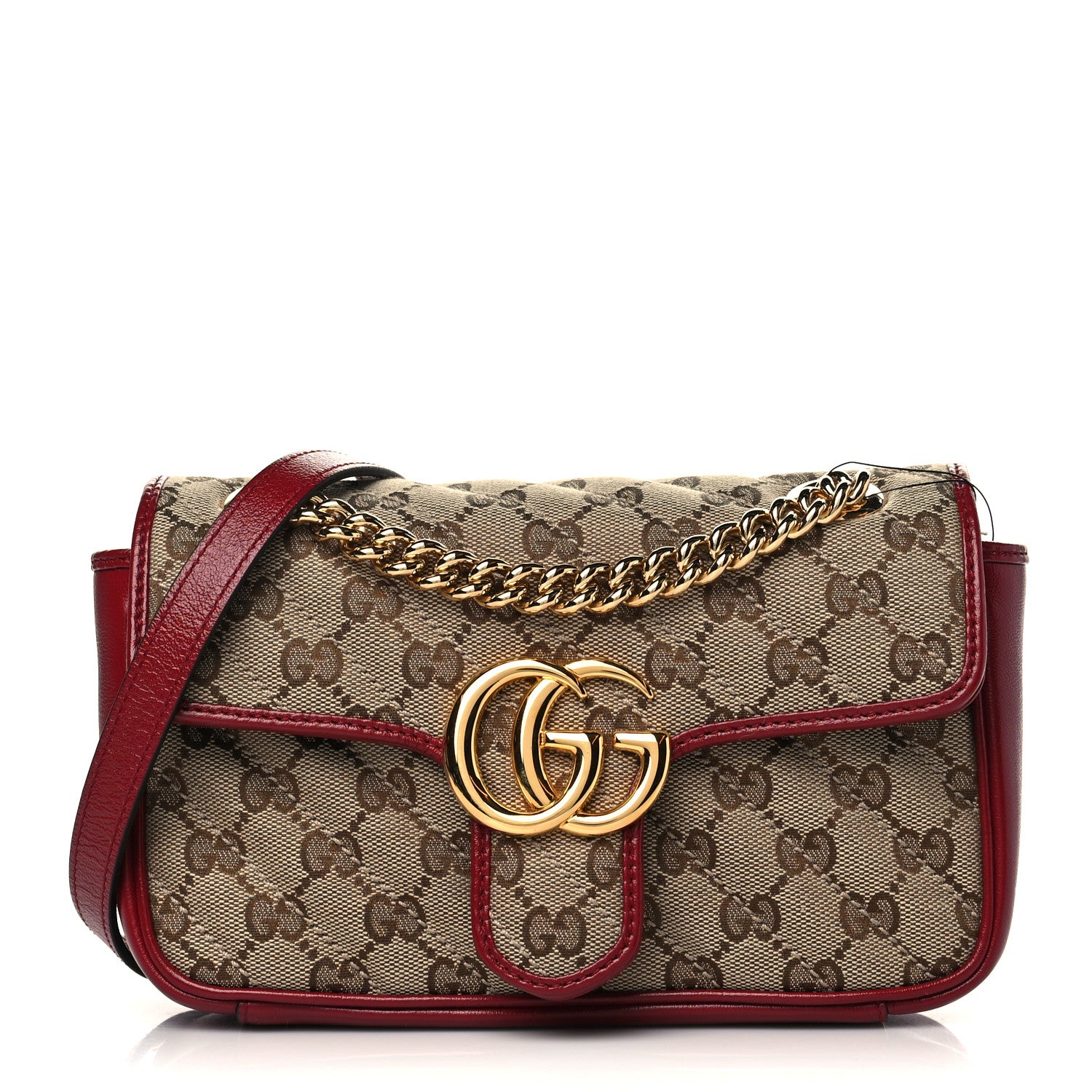 Gucci Monogram Azalea Calfskin Matelasse Diagonal Mini GG Marmont Shoulder Bag Beige Ebony New Cherry Red 1 of 5