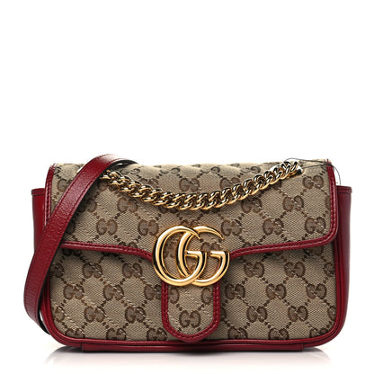 Gucci Monogram Azalea Calfskin Matelasse Diagonal Mini GG Marmont Shoulder Bag Beige Ebony New Cherry Red 1 of 5