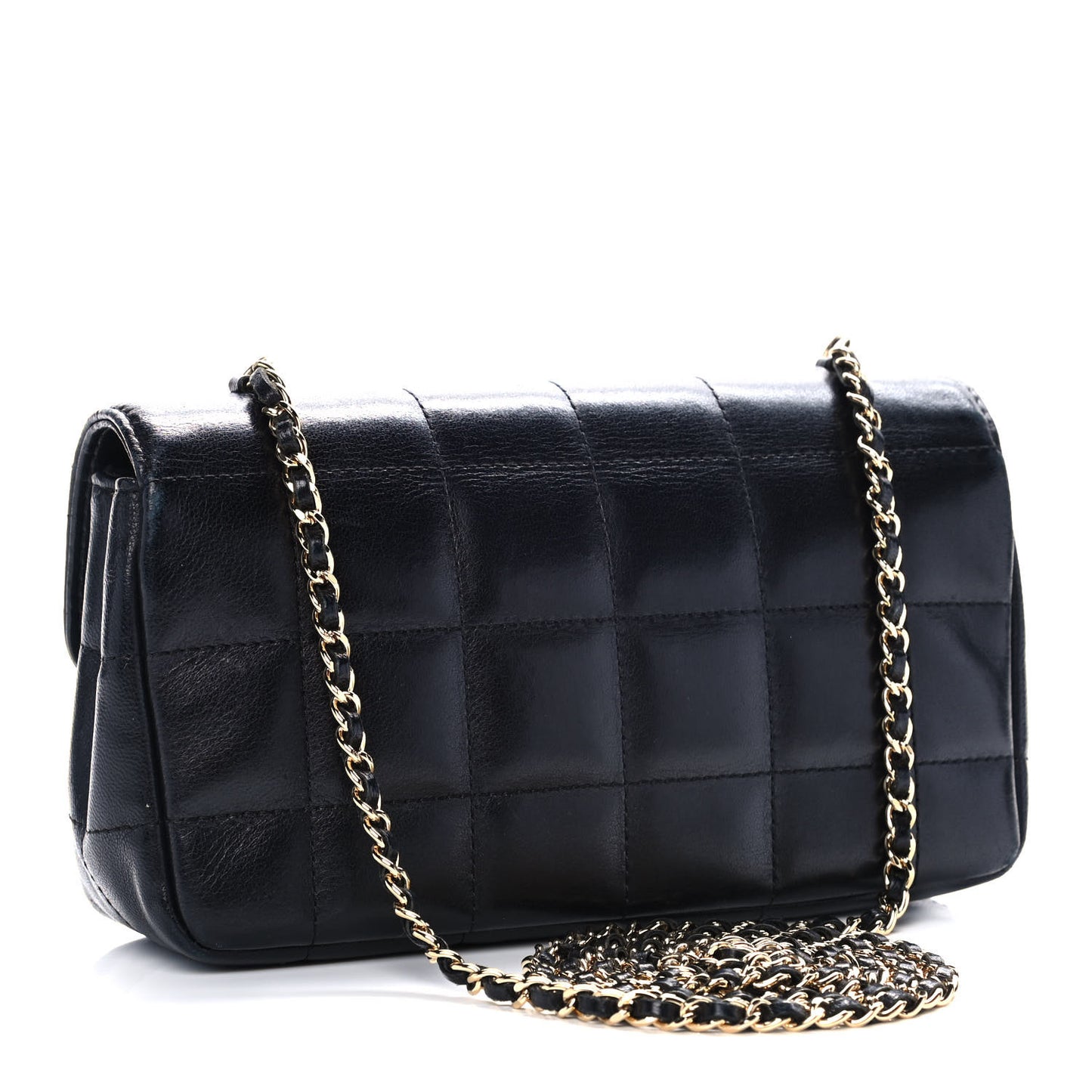 Lambskin Quilted Mini Chocolate Bar Camellia Flap Black