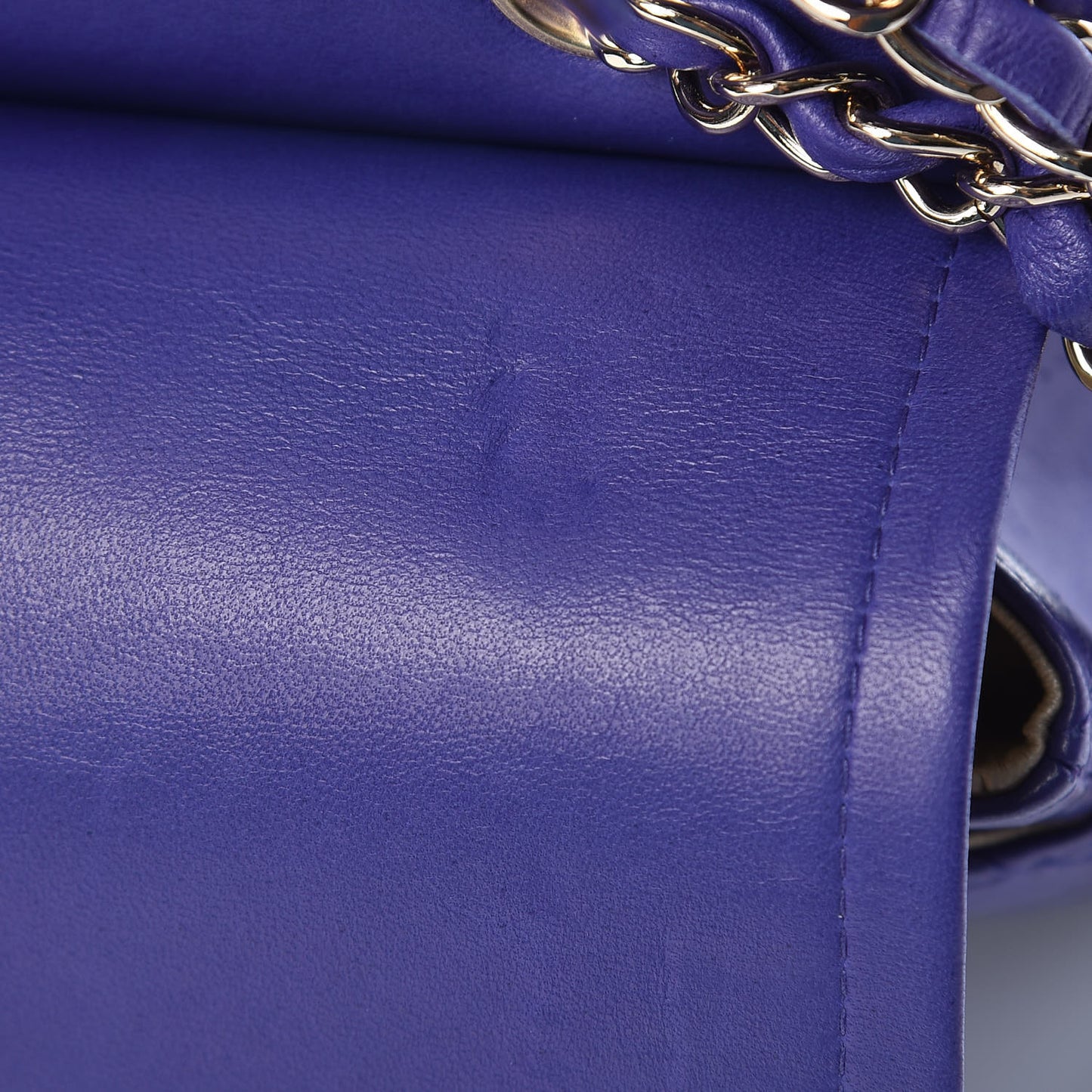 Lambskin Quilted Medium Double Flap Dark Purple
