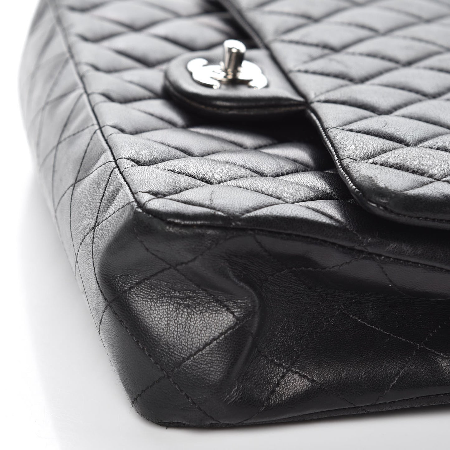 Lambskin Quilted Medium Double Flap Black