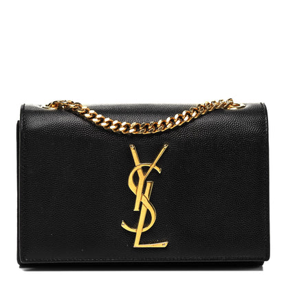Saint Laurent Grain De Poudre Small Monogram Kate Satchel Black 1 of 9
