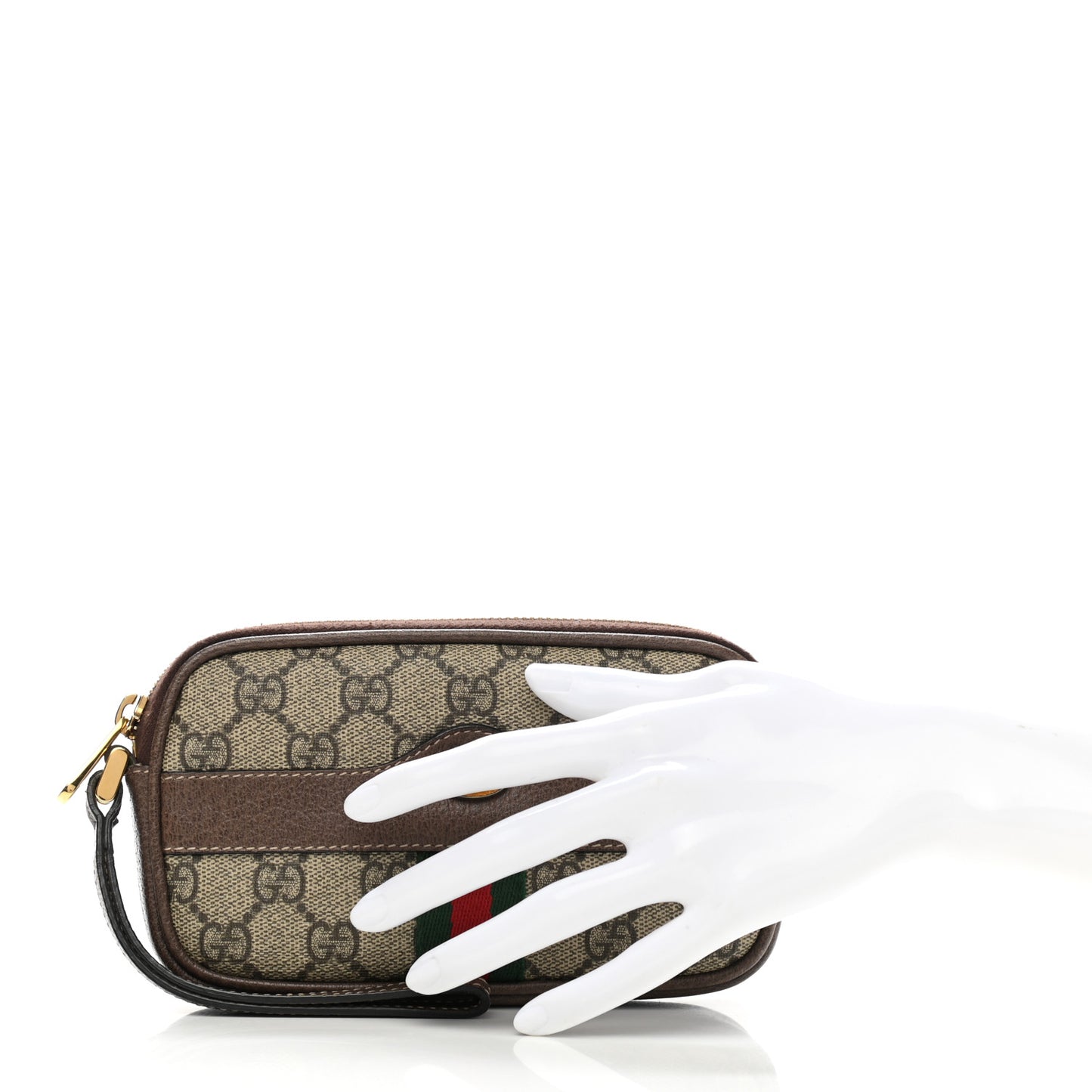 GG Supreme Monogram Ophidia Phone Case Wristlet Brown