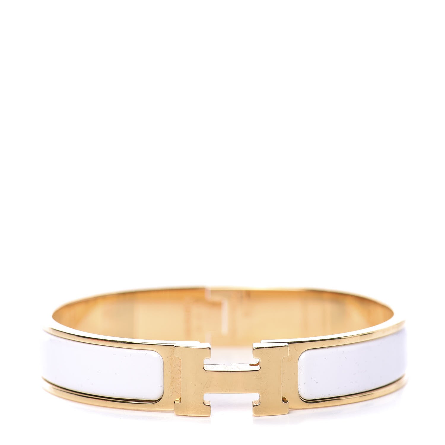 Hermes Enamel Narrow Clic Clac H Bracelet GM White 1 of 5
