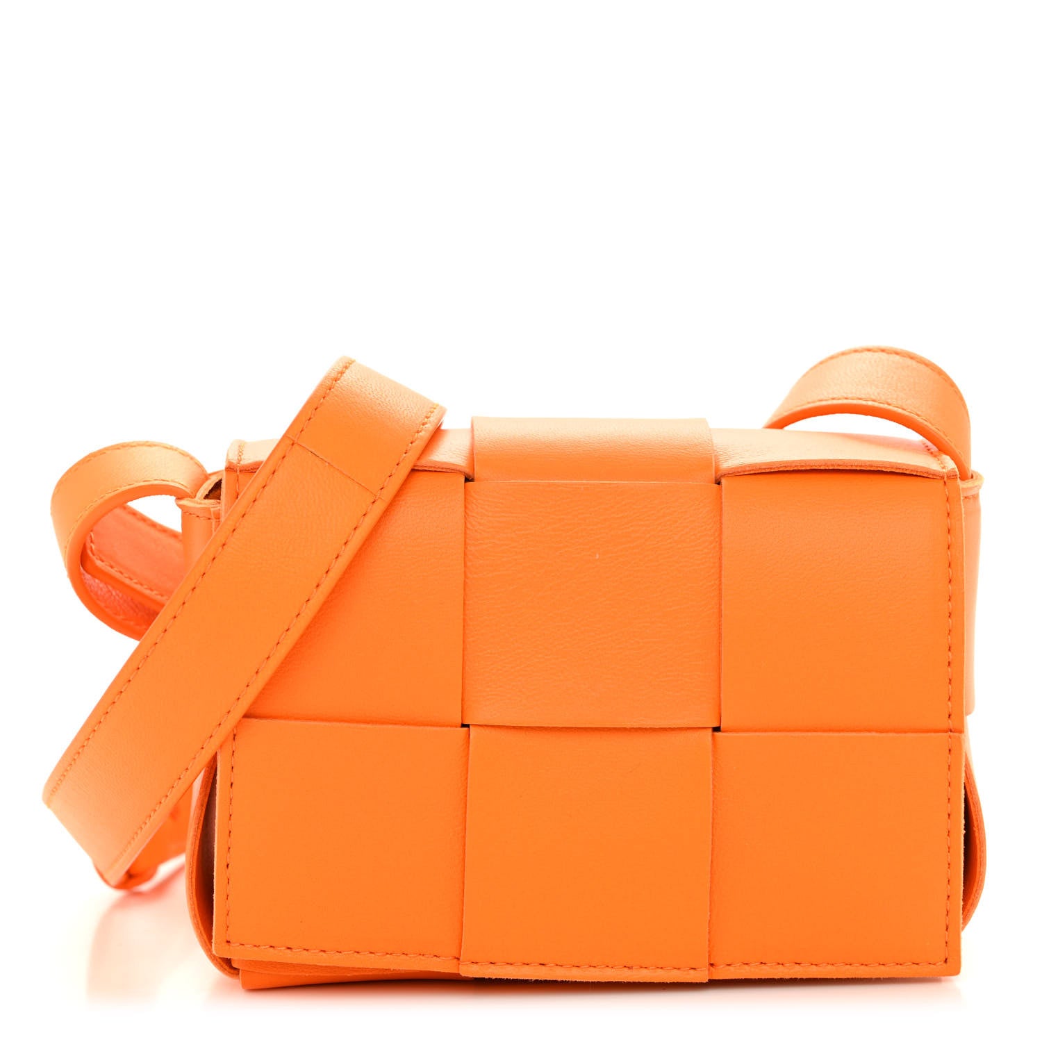 Bottega Veneta Lambskin Maxi Intreccio Candy Cassette Crossbody Bag Tangerine 1 of 9