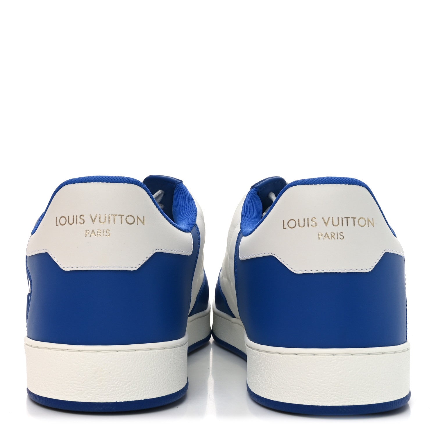 Louis Vuitton Calfskin Maxi Damier Mens Rivoli Sneakers 11 Blue White 6 of 11