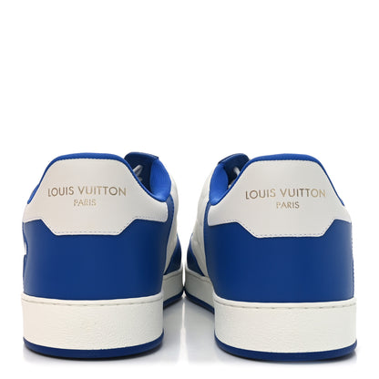 Louis Vuitton Calfskin Maxi Damier Mens Rivoli Sneakers 11 Blue White 6 of 11
