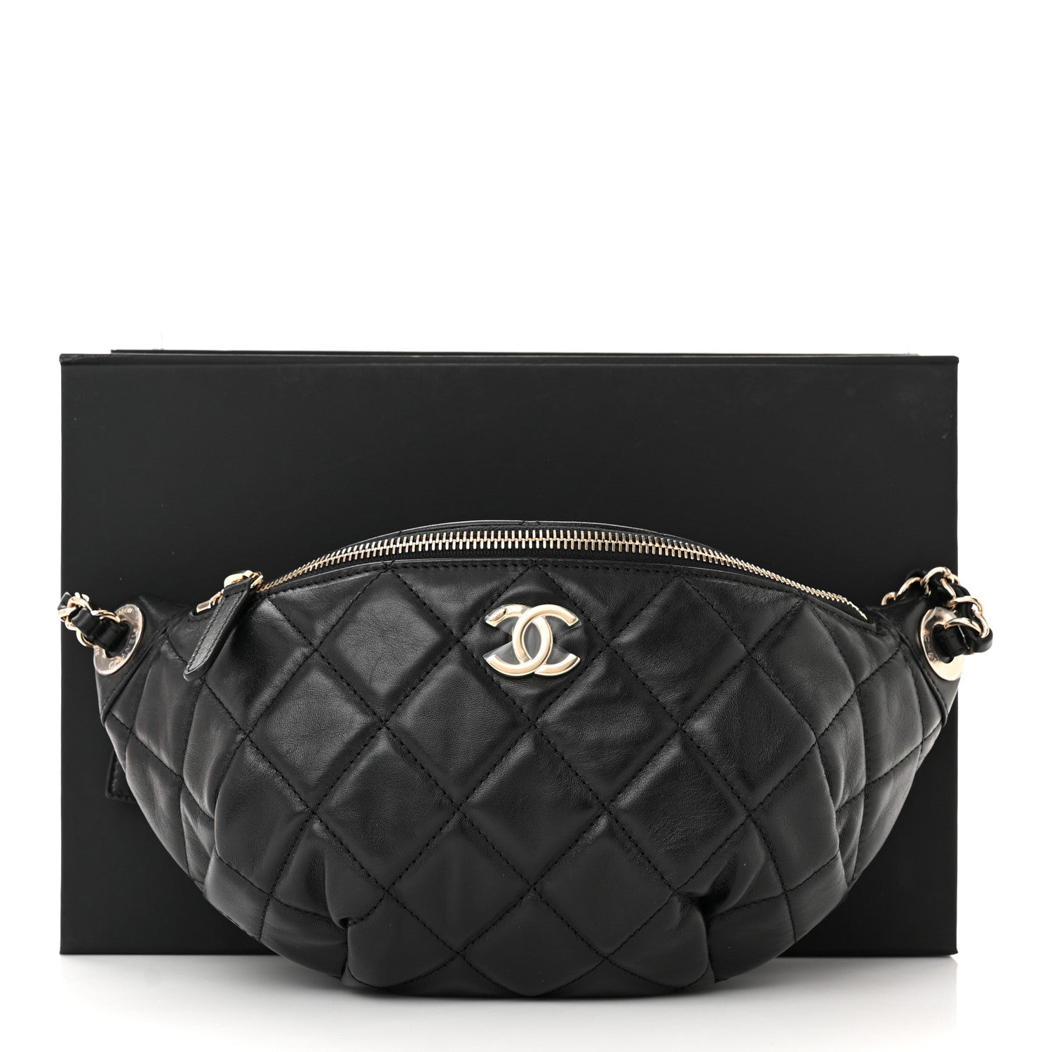 Chanel Lambskin Quilted Waist Bag Fanny Pack Black 12 of 12