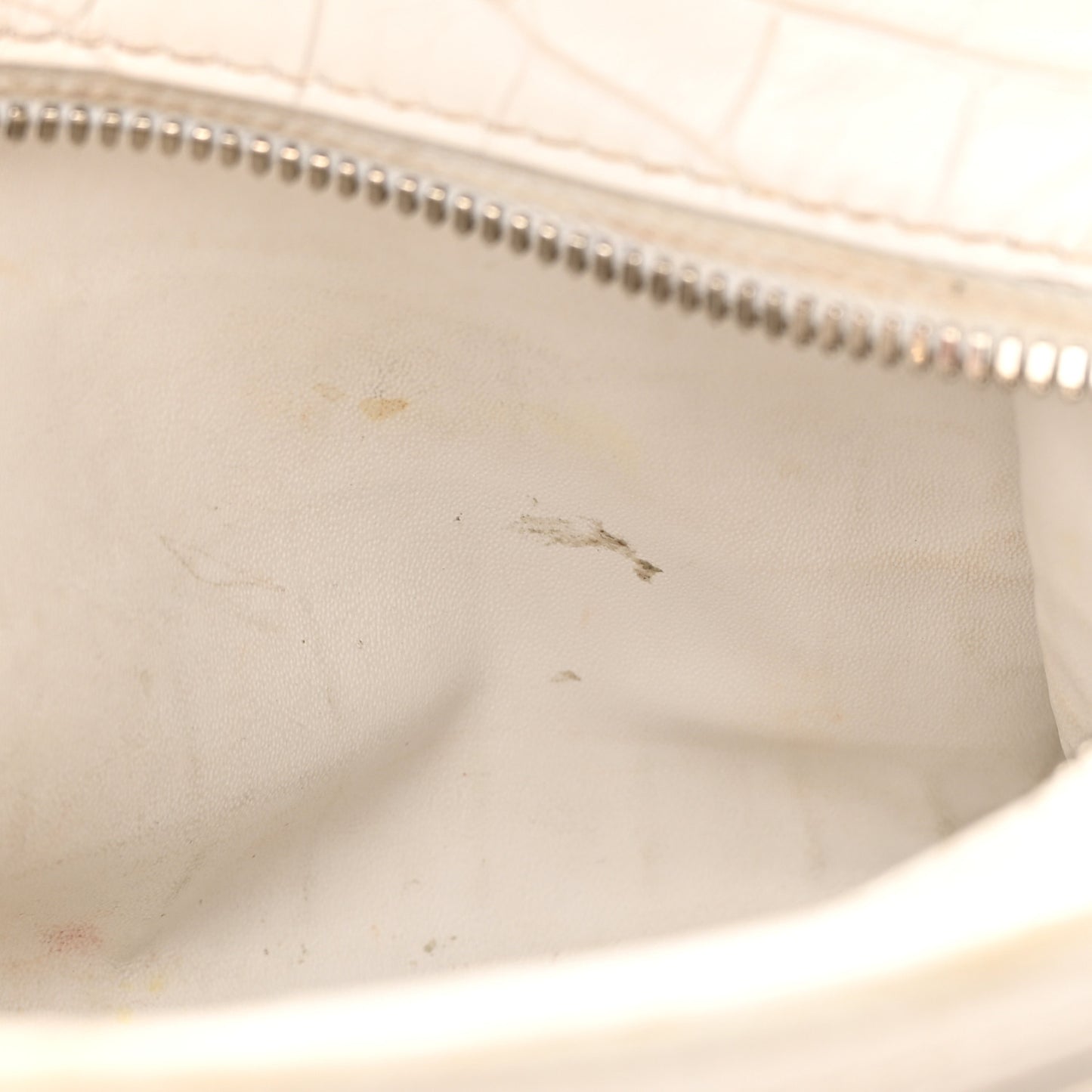Extra Supple Calfskin Crocodile Embossed Neo Classic Silver Hardware Mini City White