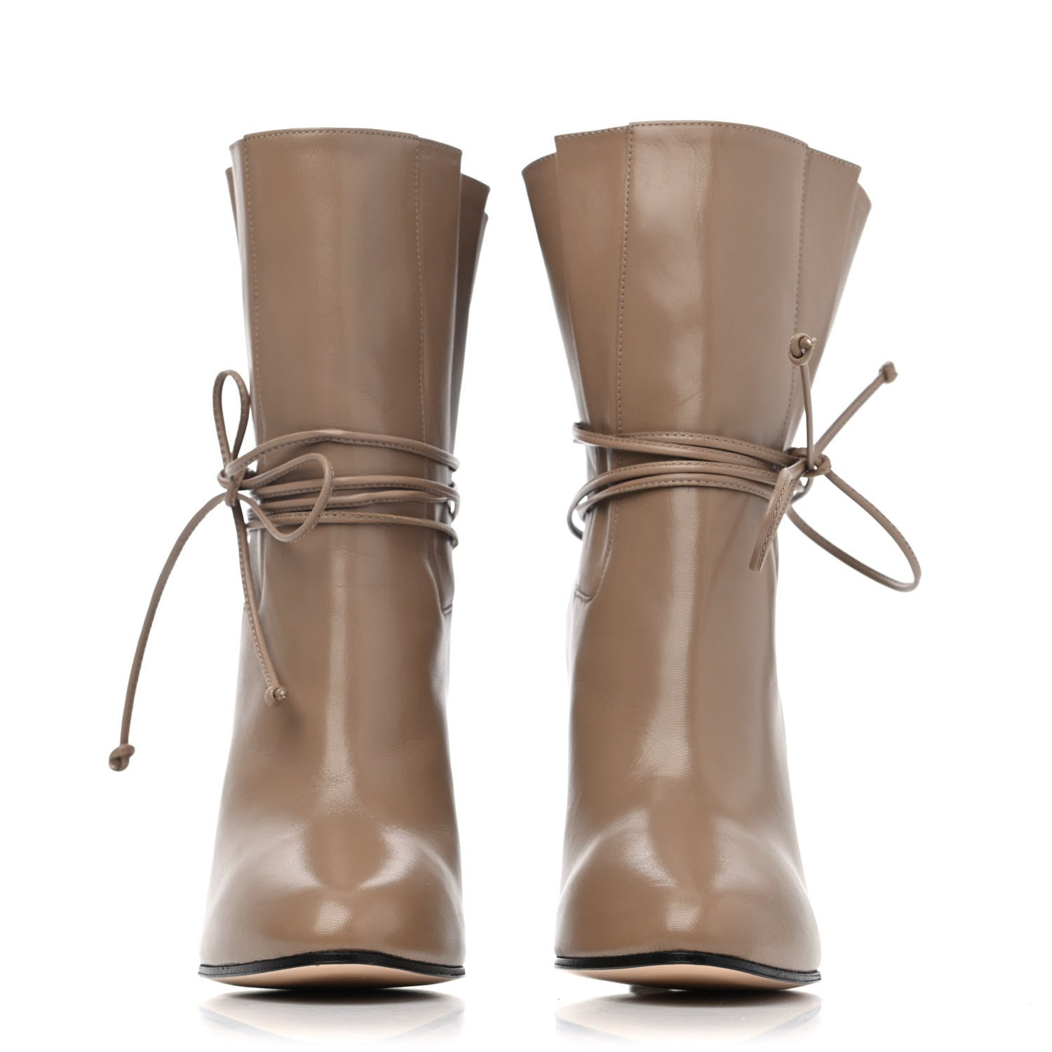 Gucci Calfskin Indya Bow Tie Ankle Boot 36 Mud 2 of 4