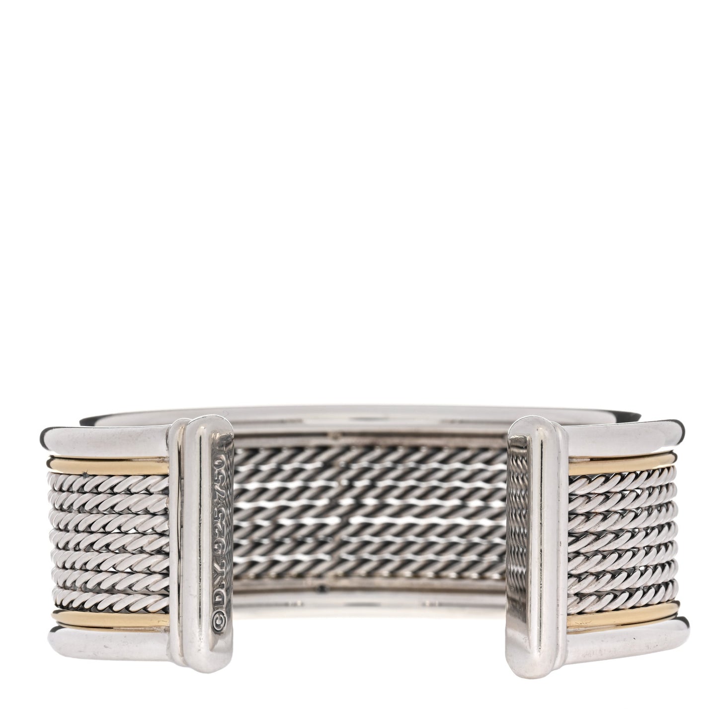 Sterling Silver 18K Yellow Gold Origami Cable Cuff Bracelet