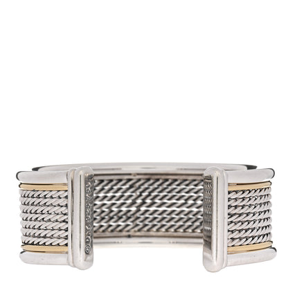 David Yurman Sterling Silver 18K Yellow Gold Origami Cable Cuff Bracelet 2 of 3