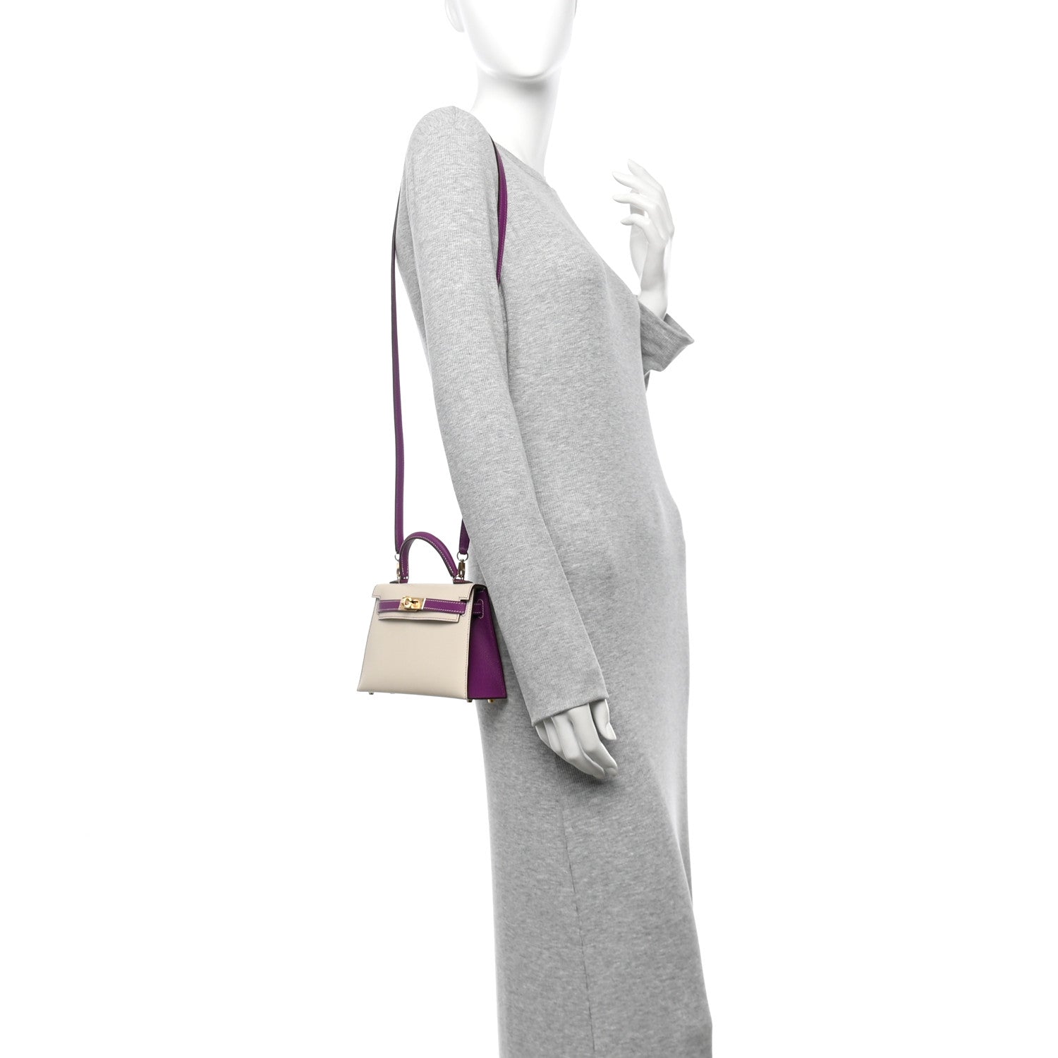 Hermes Epsom Horseshoe Mini Kelly Sellier 20 Craie Anemone 2 of 13