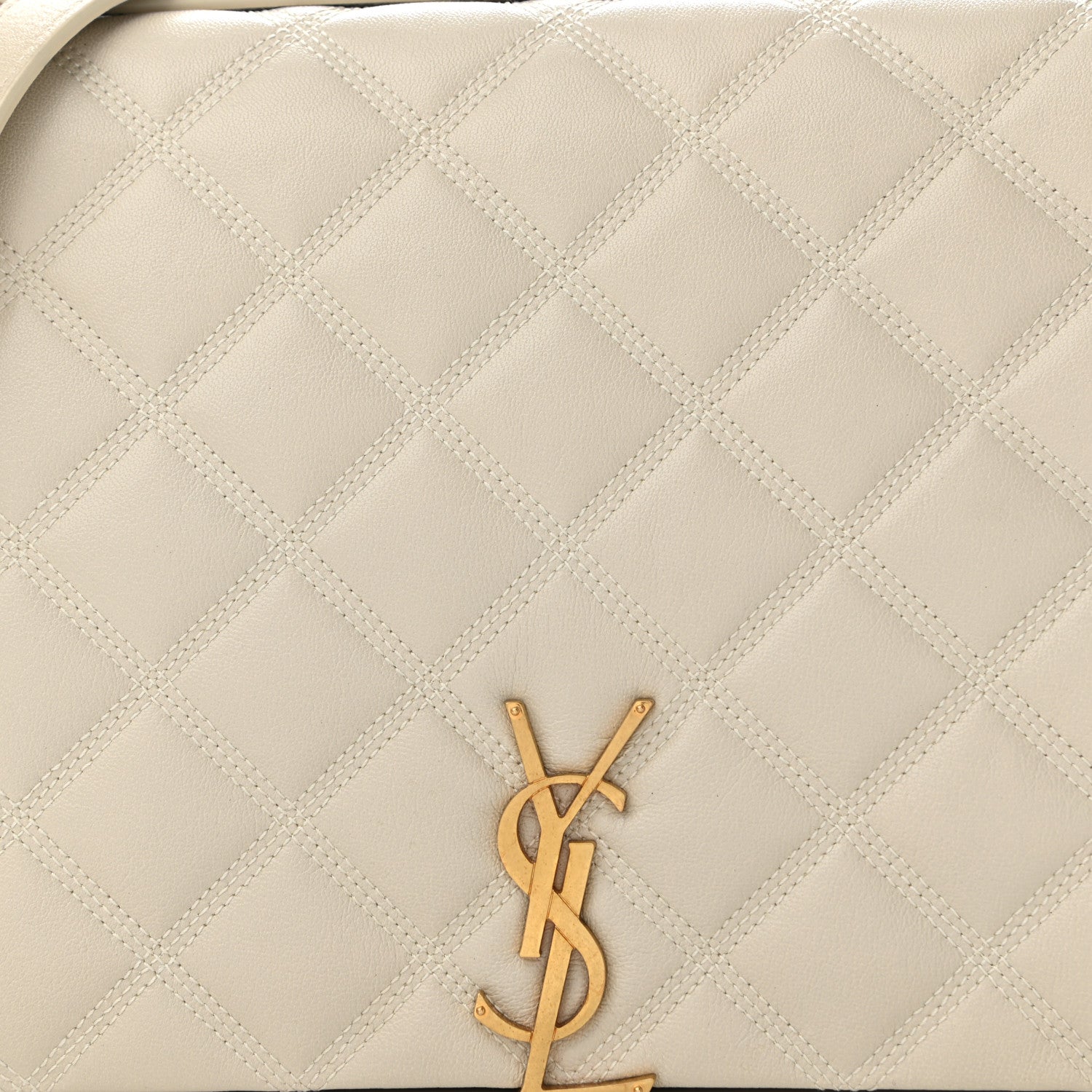 Saint Laurent Lambskin Quilted Mini Becky Chain Bag Crema Soft 9 of 12