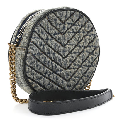 Saint Laurent Denim Quilted Monogram Round Crossbody Bag Rodeo Blue 3 of 10