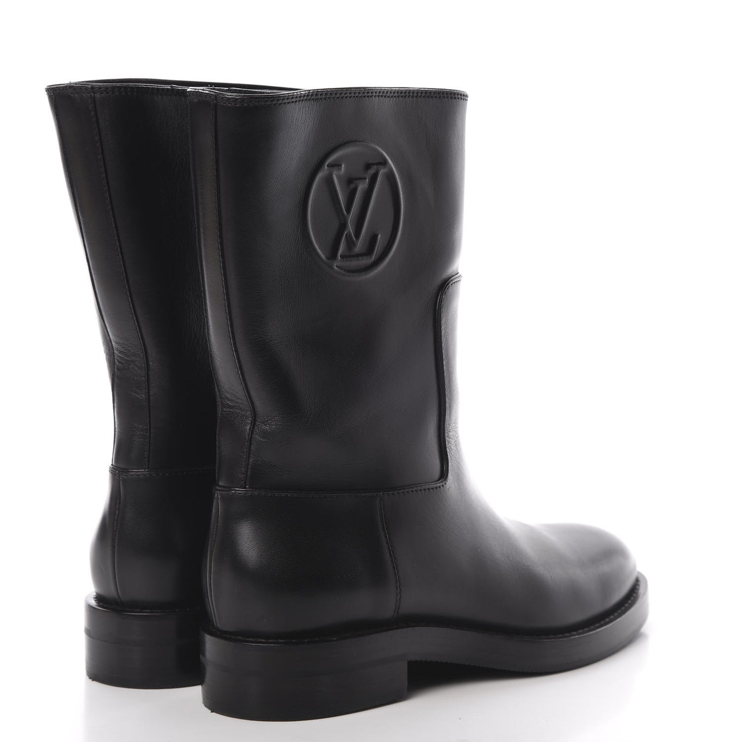 Calfskin Overdrive Flat Half Boots 35 Black