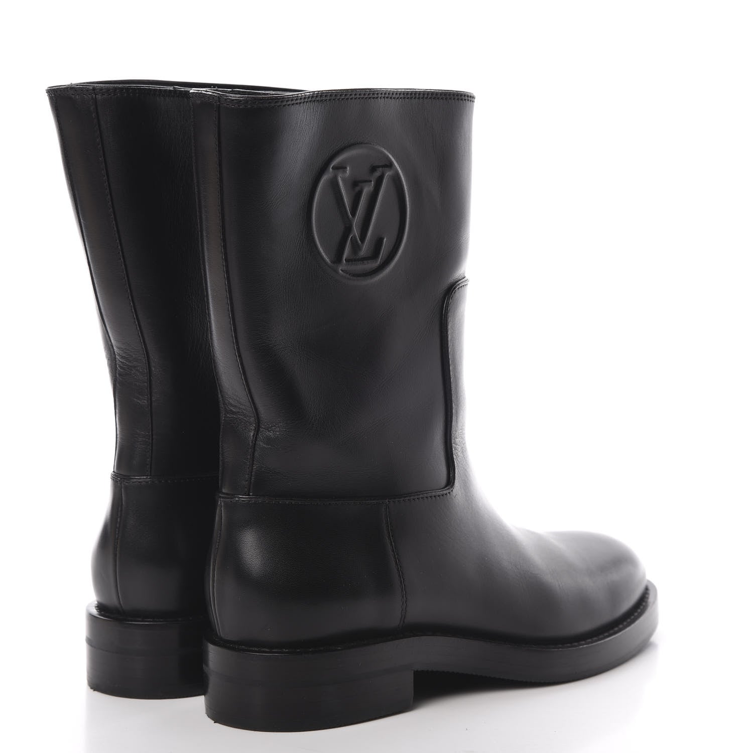 Louis Vuitton Calfskin Overdrive Flat Half Boots 35 Black 4 of 8