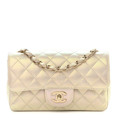 Chanel Iridescent Lambskin Quilted Mini Rectangular Flap Ivory 1 of 10