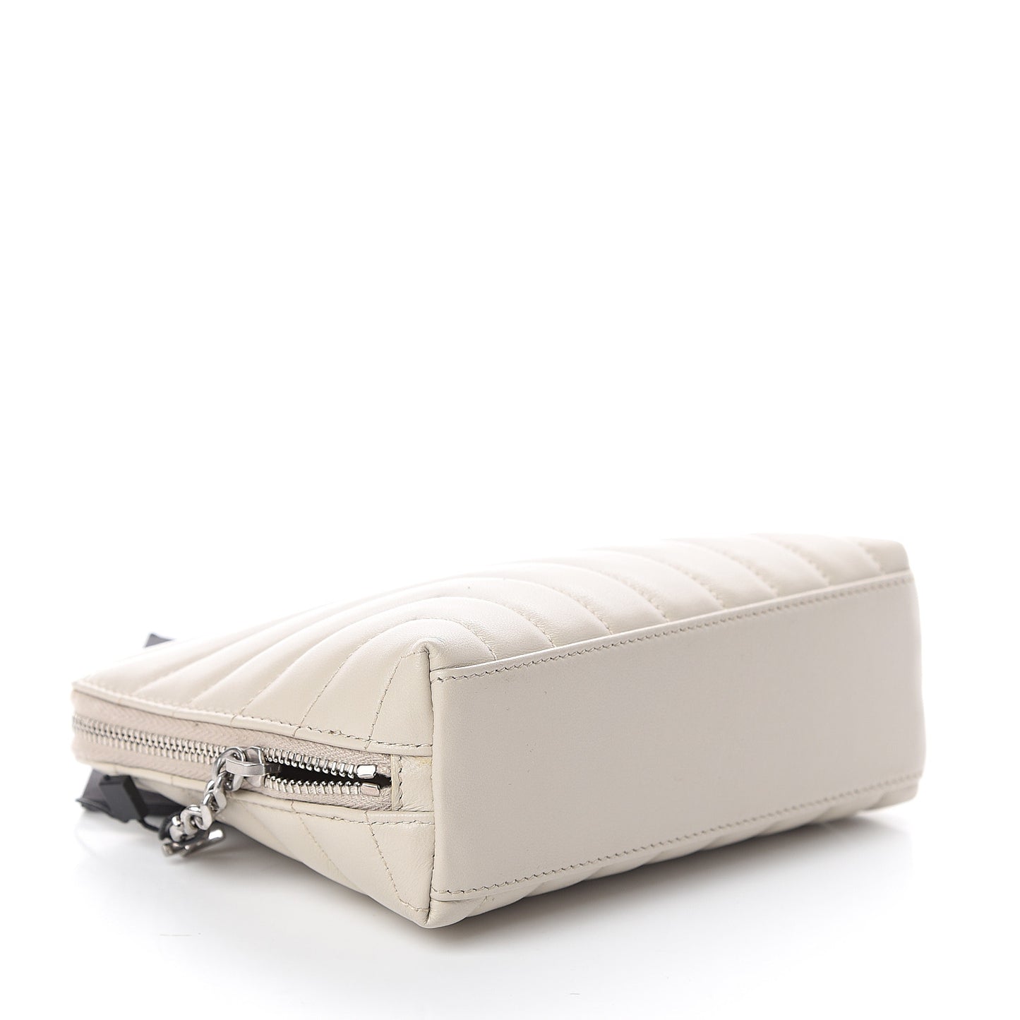 Lambskin Y Quilted Monogram Loulou Cosmetic Case Ivory