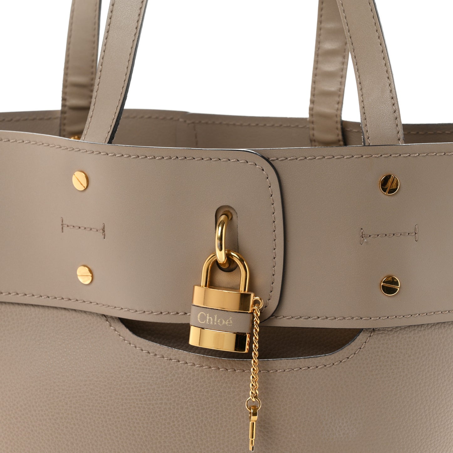 Calfskin Medium Aby Lock and Key Tote Bag Motty Grey