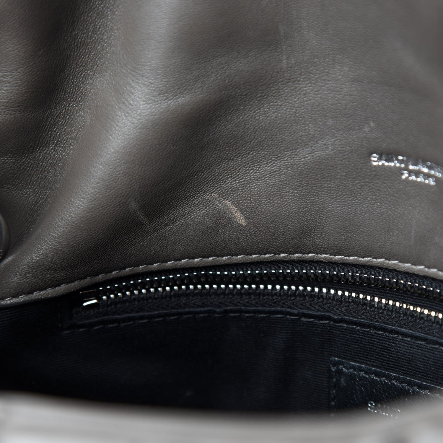 Saint Laurent Lambskin Quilted Small Loulou Puffer Monogram Chain Satchel Concrete 9 of 14