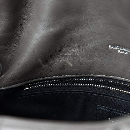 Saint Laurent Lambskin Quilted Small Loulou Puffer Monogram Chain Satchel Concrete 9 of 14