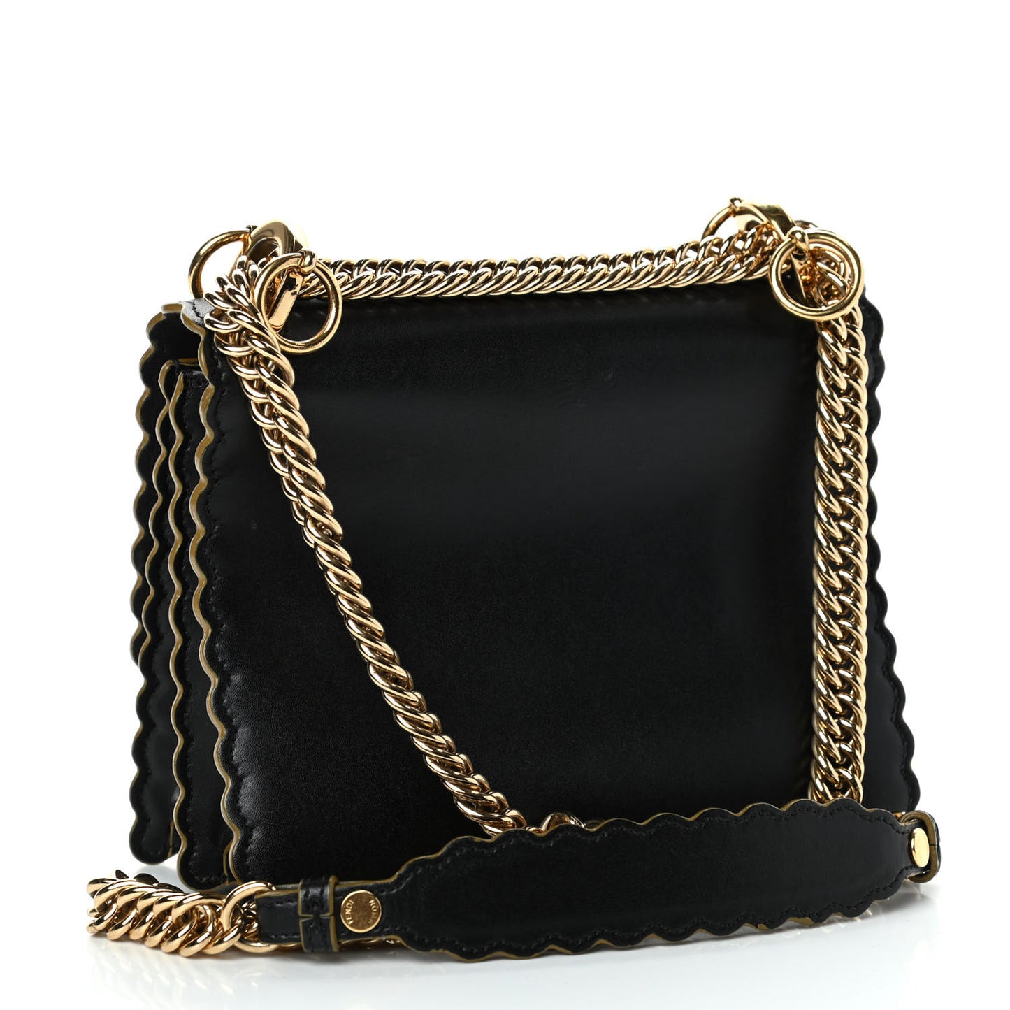 Vitello Liberty Scalloped Studded Small Kan I Shoulder Bag Black