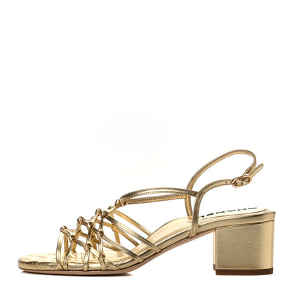 Chanel Metallic Lambskin CC Strappy Sandals 38 Gold 1 of 9