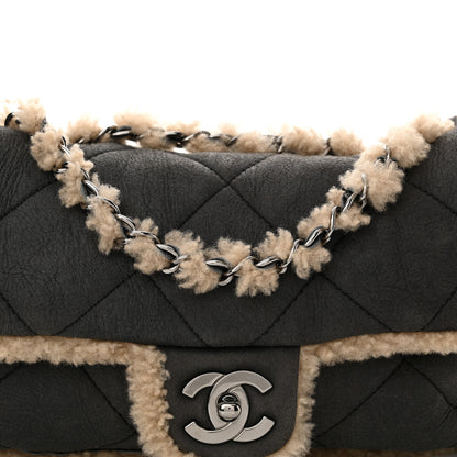 Chanel Shearling Quilted Medium Single Flap Grey 9 of 12